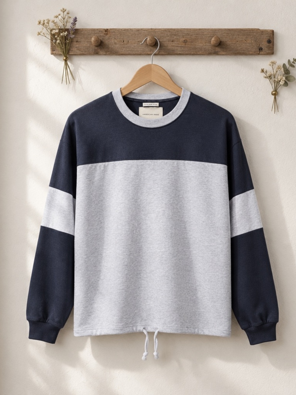 American Eagle Ahh-Mazingly Soft Crewneck Cropped Sweatshirt Drawstring Hem XS - Picture 2 of 10